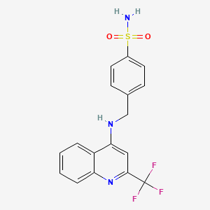 molecular formula C17H14F3N3O2S B7474100 4-[[[2-(Trifluoromethyl)quinolin-4-yl]amino]methyl]benzenesulfonamide 