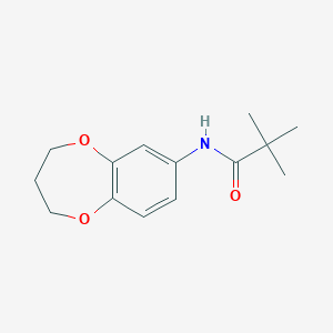 molecular formula C14H19NO3 B7474204 N-(3,4-dihydro-2H-1,5-benzodioxepin-7-yl)-2,2-dimethylpropanamide 