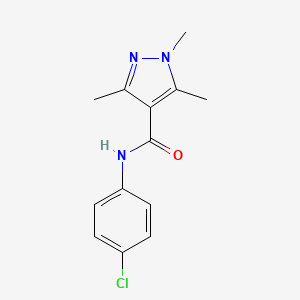 molecular formula C13H14ClN3O B7474261 N-(4-Chlorophenyl)-1,3,5-trimethyl-1H-pyrazole-4-carboxamide 