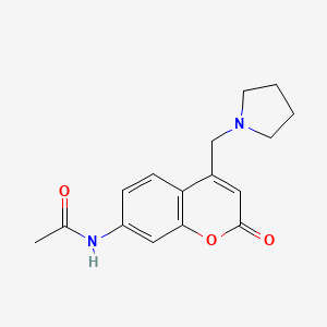 N-[2-oxo-4-(pyrrolidin-1-ylmethyl)chromen-7-yl]acetamide