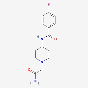 molecular formula C14H18FN3O2 B7474342 N-[1-(2-amino-2-oxoethyl)piperidin-4-yl]-4-fluorobenzamide 