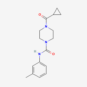 molecular formula C16H21N3O2 B7474363 4-(cyclopropanecarbonyl)-N-(3-methylphenyl)piperazine-1-carboxamide 