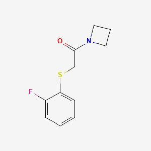 molecular formula C11H12FNOS B7474364 1-(Azetidin-1-yl)-2-(2-fluorophenyl)sulfanylethanone 