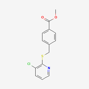 molecular formula C14H12ClNO2S B7474544 Methyl 4-[(3-chloropyridin-2-yl)sulfanylmethyl]benzoate 