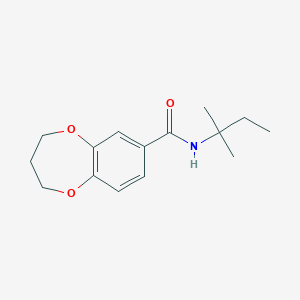 molecular formula C15H21NO3 B7474569 N-(2-methylbutan-2-yl)-3,4-dihydro-2H-1,5-benzodioxepine-7-carboxamide 
