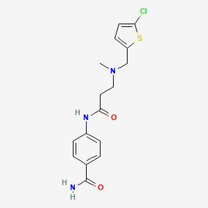 molecular formula C16H18ClN3O2S B7474578 4-[3-[(5-Chlorothiophen-2-yl)methyl-methylamino]propanoylamino]benzamide 