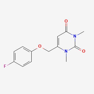 molecular formula C13H13FN2O3 B7474746 6-[(4-Fluorophenoxy)methyl]-1,3-dimethylpyrimidine-2,4-dione 