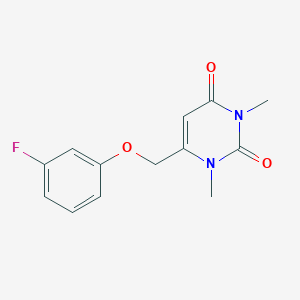 molecular formula C13H13FN2O3 B7474747 6-[(3-Fluorophenoxy)methyl]-1,3-dimethylpyrimidine-2,4-dione 