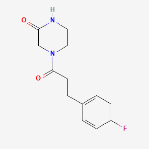 molecular formula C13H15FN2O2 B7474755 4-[3-(4-Fluorophenyl)propanoyl]piperazin-2-one 