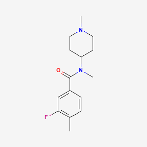 molecular formula C15H21FN2O B7474900 3-fluoro-N,4-dimethyl-N-(1-methylpiperidin-4-yl)benzamide 
