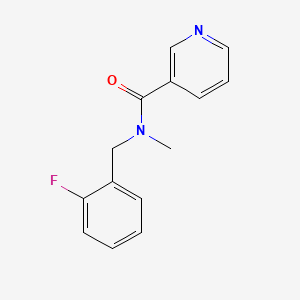 molecular formula C14H13FN2O B7474955 N-[(2-fluorophenyl)methyl]-N-methylpyridine-3-carboxamide 