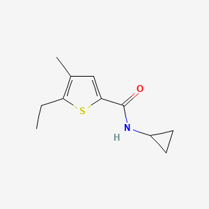 molecular formula C11H15NOS B7474986 N-cyclopropyl-5-ethyl-4-methylthiophene-2-carboxamide 