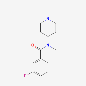 molecular formula C14H19FN2O B7475145 3-fluoro-N-methyl-N-(1-methylpiperidin-4-yl)benzamide 