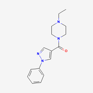 molecular formula C16H20N4O B7475164 (4-Ethylpiperazin-1-yl)-(1-phenylpyrazol-4-yl)methanone 