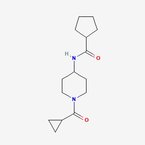 molecular formula C15H24N2O2 B7475180 N-[1-(cyclopropanecarbonyl)piperidin-4-yl]cyclopentanecarboxamide 