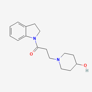 molecular formula C16H22N2O2 B7475216 1-(2,3-Dihydroindol-1-yl)-3-(4-hydroxypiperidin-1-yl)propan-1-one 