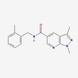molecular formula C17H18N4O B7475333 1,3-dimethyl-N-[(2-methylphenyl)methyl]pyrazolo[3,4-b]pyridine-5-carboxamide 