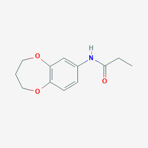 molecular formula C12H15NO3 B7475351 N-(3,4-dihydro-2H-1,5-benzodioxepin-7-yl)propanamide 