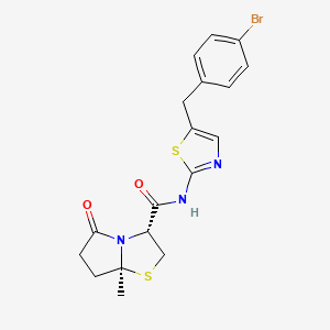 molecular formula C18H18BrN3O2S2 B7475393 (3R,7aS)-N-[5-[(4-bromophenyl)methyl]-1,3-thiazol-2-yl]-7a-methyl-5-oxo-2,3,6,7-tetrahydropyrrolo[2,1-b][1,3]thiazole-3-carboxamide 