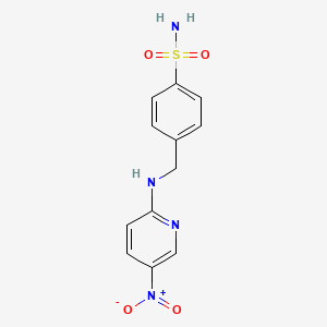molecular formula C12H12N4O4S B7475396 4-[[(5-Nitropyridin-2-yl)amino]methyl]benzenesulfonamide 