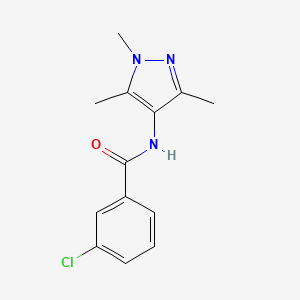 molecular formula C13H14ClN3O B7475439 3-chloro-N-(1,3,5-trimethylpyrazol-4-yl)benzamide 