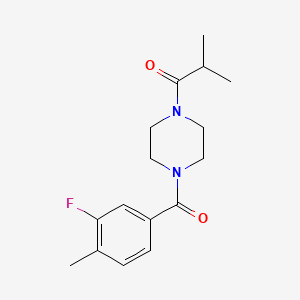 molecular formula C16H21FN2O2 B7475454 1-[4-(3-Fluoro-4-methylbenzoyl)piperazin-1-yl]-2-methylpropan-1-one 