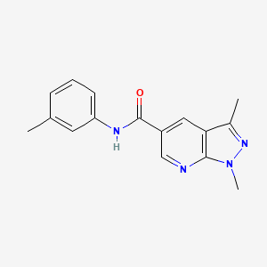 molecular formula C16H16N4O B7475519 1,3-dimethyl-N-(3-methylphenyl)pyrazolo[3,4-b]pyridine-5-carboxamide 