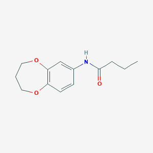 molecular formula C13H17NO3 B7475617 N-(3,4-dihydro-2H-1,5-benzodioxepin-7-yl)butanamide 