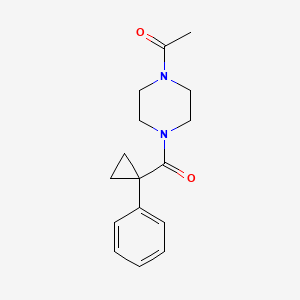 molecular formula C16H20N2O2 B7475622 1-[4-(1-Phenylcyclopropanecarbonyl)piperazin-1-yl]ethanone 