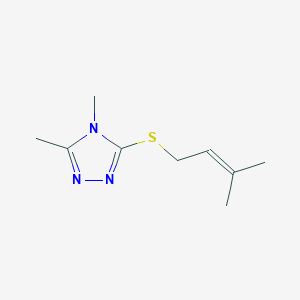 molecular formula C9H15N3S B7475658 3,4-Dimethyl-5-(3-methylbut-2-enylsulfanyl)-1,2,4-triazole 