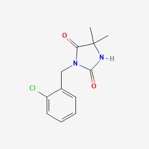 molecular formula C12H13ClN2O2 B7475663 3-[(2-Chlorophenyl)methyl]-5,5-dimethylimidazolidine-2,4-dione 