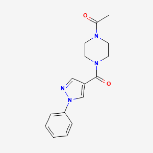 molecular formula C16H18N4O2 B7475669 1-[4-(1-Phenylpyrazole-4-carbonyl)piperazin-1-yl]ethanone 