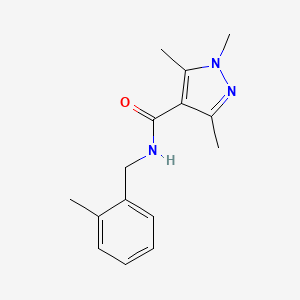molecular formula C15H19N3O B7475716 1,3,5-trimethyl-N-[(2-methylphenyl)methyl]pyrazole-4-carboxamide 