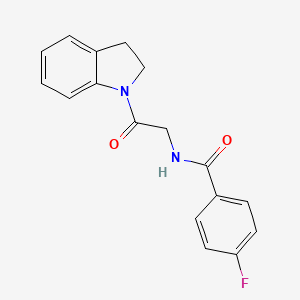 molecular formula C17H15FN2O2 B7475872 N-[2-(2,3-dihydroindol-1-yl)-2-oxoethyl]-4-fluorobenzamide 