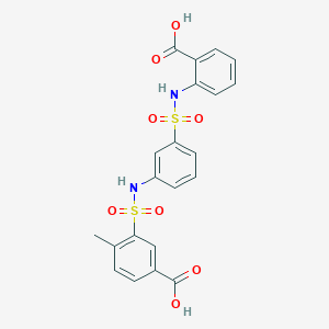 molecular formula C21H18N2O8S2 B7476003 3-[[3-[(2-Carboxyphenyl)sulfamoyl]phenyl]sulfamoyl]-4-methylbenzoic acid 