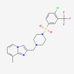 molecular formula C20H20ClF3N4O2S B7476060 2-[[4-[4-Chloro-3-(trifluoromethyl)phenyl]sulfonylpiperazin-1-yl]methyl]-8-methylimidazo[1,2-a]pyridine 