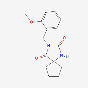 molecular formula C15H18N2O3 B7476099 3-[(2-Methoxyphenyl)methyl]-1,3-diazaspiro[4.4]nonane-2,4-dione 
