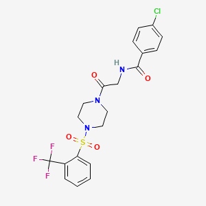 molecular formula C20H19ClF3N3O4S B7476101 4-chloro-N-[2-oxo-2-[4-[2-(trifluoromethyl)phenyl]sulfonylpiperazin-1-yl]ethyl]benzamide 