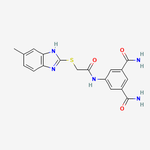 molecular formula C18H17N5O3S B7476109 5-[[2-[(6-methyl-1H-benzimidazol-2-yl)sulfanyl]acetyl]amino]benzene-1,3-dicarboxamide 
