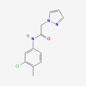 molecular formula C12H12ClN3O B7476156 N-(3-chloro-4-methylphenyl)-2-pyrazol-1-ylacetamide 
