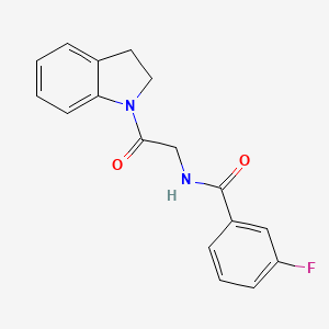 molecular formula C17H15FN2O2 B7476213 N-[2-(2,3-dihydroindol-1-yl)-2-oxoethyl]-3-fluorobenzamide 
