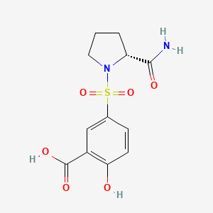 molecular formula C12H14N2O6S B7476223 5-[(2R)-2-carbamoylpyrrolidin-1-yl]sulfonyl-2-hydroxybenzoic acid 