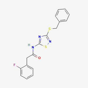 molecular formula C17H14FN3OS2 B7476232 N-(3-benzylsulfanyl-1,2,4-thiadiazol-5-yl)-2-(2-fluorophenyl)acetamide 