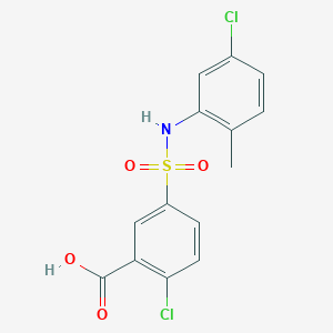 molecular formula C14H11Cl2NO4S B7476379 2-Chloro-5-[(5-chloro-2-methylphenyl)sulfamoyl]benzoic acid 