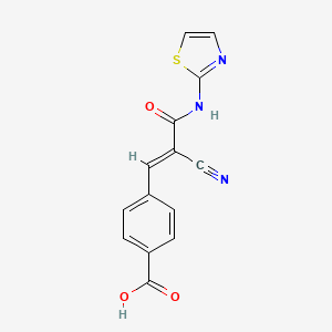 molecular formula C14H9N3O3S B7476406 4-{2-Cyano-2-[(1,3-thiazol-2-yl)carbamoyl]eth-1-en-1-yl}benzoic acid 