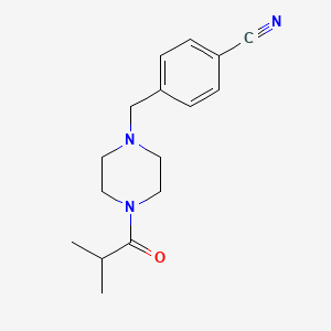 molecular formula C16H21N3O B7476411 4-[[4-(2-Methylpropanoyl)piperazin-1-yl]methyl]benzonitrile 