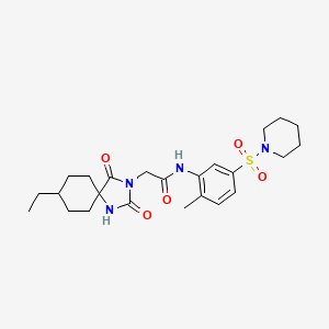 2-(8-ethyl-2,4-dioxo-1,3-diazaspiro[4.5]decan-3-yl)-N-(2-methyl-5-piperidin-1-ylsulfonylphenyl)acetamide