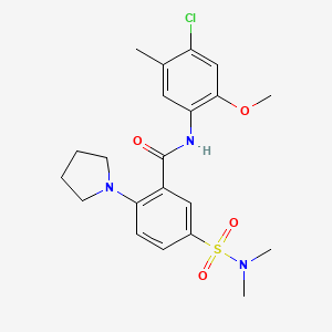 molecular formula C21H26ClN3O4S B7476471 N-(4-chloro-2-methoxy-5-methylphenyl)-5-(dimethylsulfamoyl)-2-pyrrolidin-1-ylbenzamide 