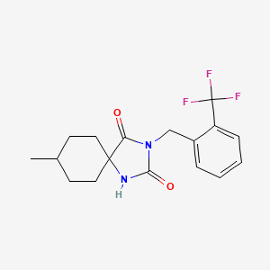molecular formula C17H19F3N2O2 B7476489 8-Methyl-3-[[2-(trifluoromethyl)phenyl]methyl]-1,3-diazaspiro[4.5]decane-2,4-dione 