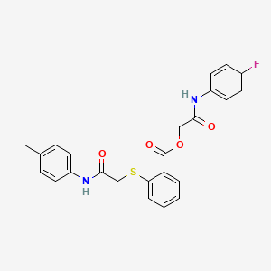 molecular formula C24H21FN2O4S B7476492 [2-(4-Fluoroanilino)-2-oxoethyl] 2-[2-(4-methylanilino)-2-oxoethyl]sulfanylbenzoate 